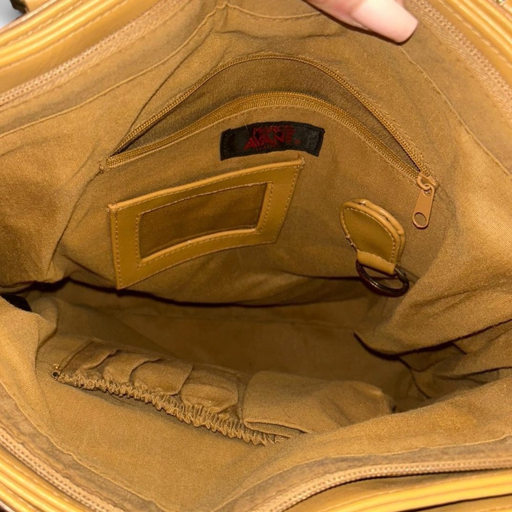 Marco Avane (italy) Y2K Leather Cargo Pocket Tote Bag Tan Shoulder Bag Vintage - Picture 5 of 8